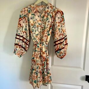 Lauren Conrad floral dress with velvet ribbon detail on sleeves